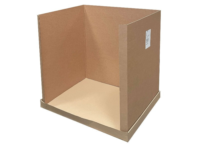 pallet boxes with access panel removed for stacking goods