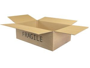 carton with fragile printed on it
