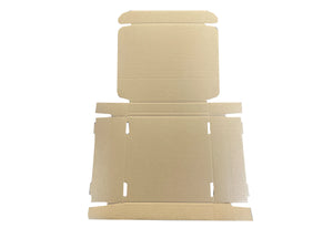 diecut postal box laid flat before assembly