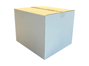 A white box measuring 346mm x 302mm x 268mm, closed shut with clear tape.