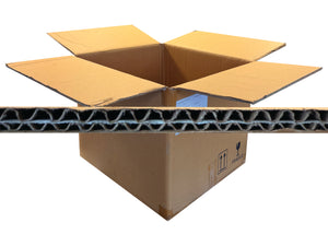 Open cardboard box with corrugated inner wall on a white background