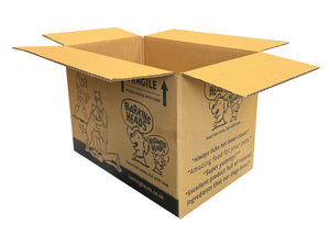 A cardboard box with 'Barking Heads' branding on a white background