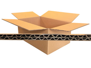 Cardboard box with a corrugated cardboard flute displayed on a white background