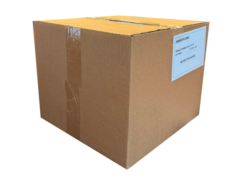 Cardboard box with a label on a white background