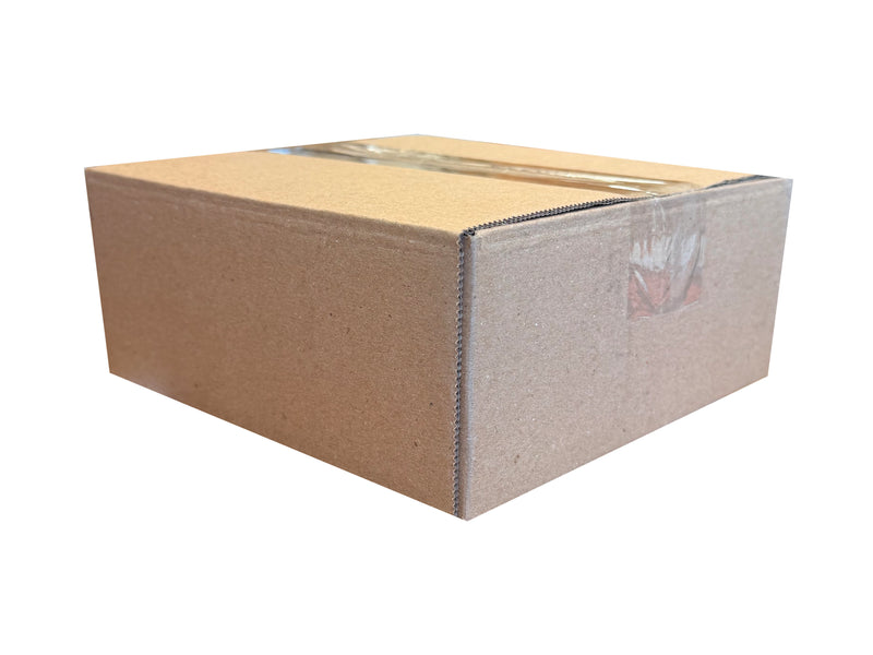 A small box, with a square footprint measuring 185mm x 185mm x 73mm