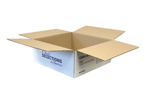 boxes with white print