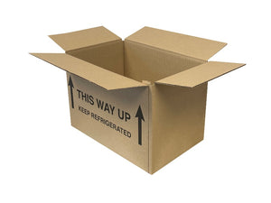 this way up keep refrigerated box