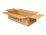 small flat cardboard boxes with this way up print