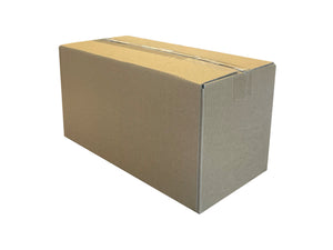 a plain box for shipping products, shown taped up