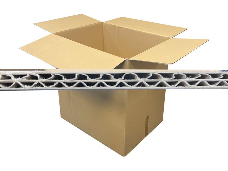 close up of cardboard corrugation on these half pallet boxes