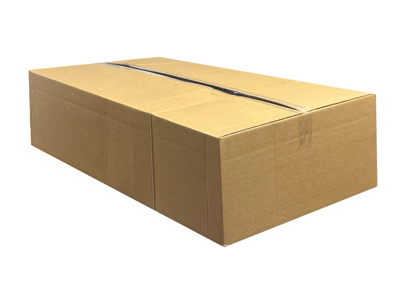 large wide brown packing box with tape