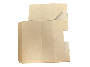 a flattened box to demonstrate how these boxes come on a pallet