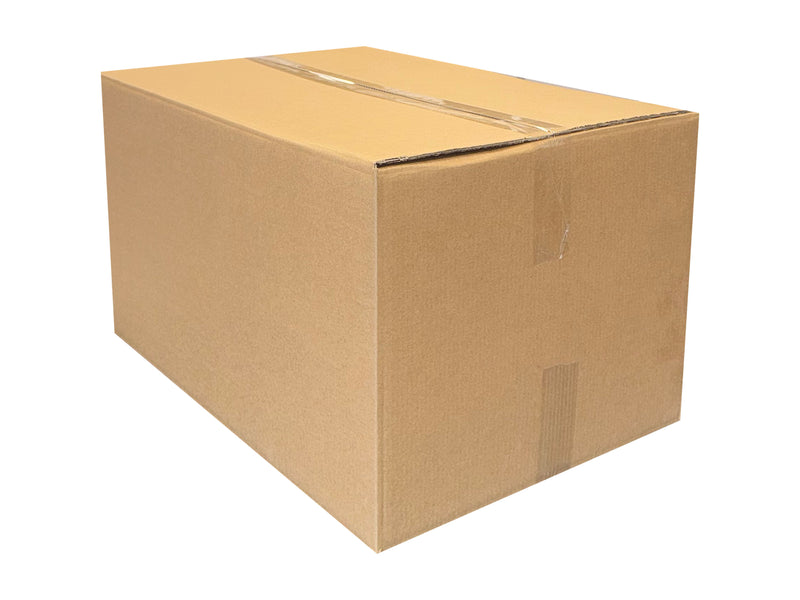 an image to show this cardboard box with tape top and bottom