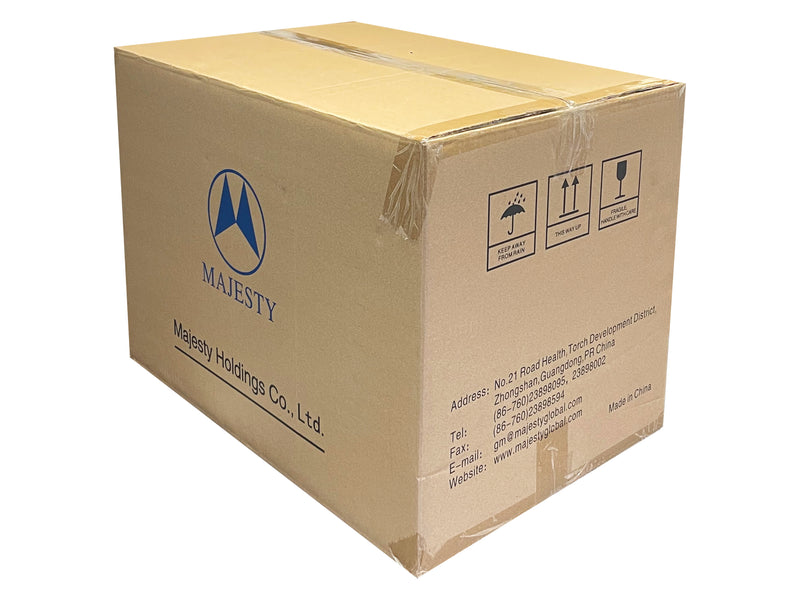 used cardboard box constructed with tape to demonstrate the proportions