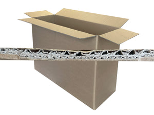a close up of the dense double wall construction on this corrugated carton