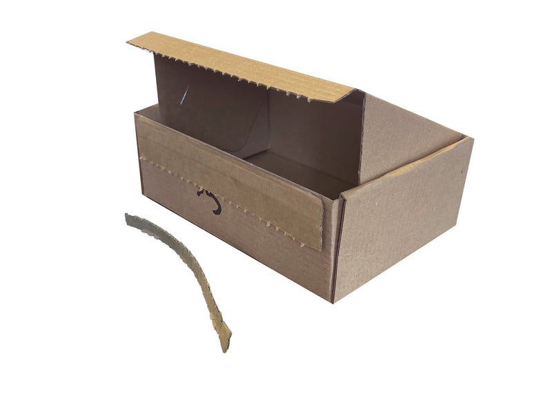 sticky sealing box with tear off strip to open