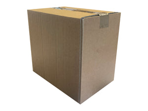 plain box with brown tape to seal it shut designed to hold two 5 litre bottles