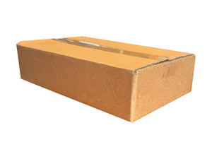 A Shallow Cardboard Boxed Sealed Shut With Tape