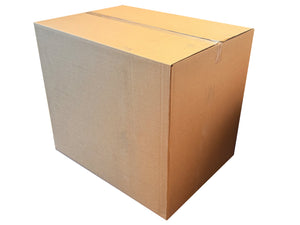 Cardboard box with a gradient effect which is shading, shown on a white background