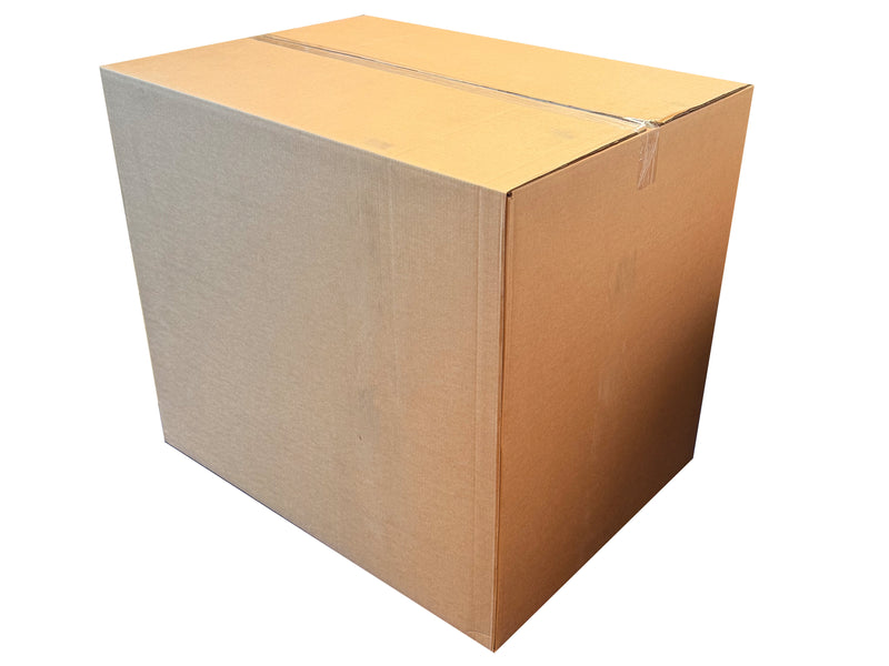 Cardboard box with a gradient effect which is shading, shown on a white background