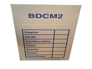 A BDCM2 box panel showing the various printed product identifiers