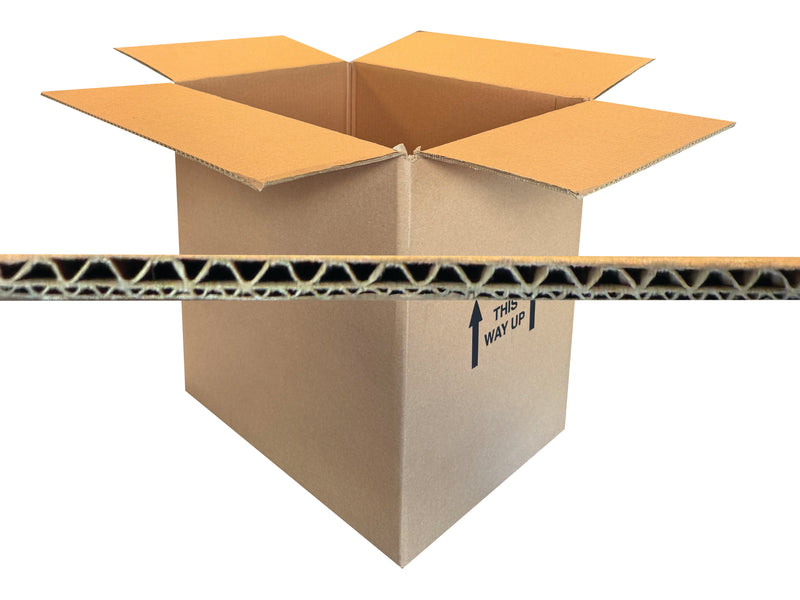 Cardboard box with a visible inner structure on a white background