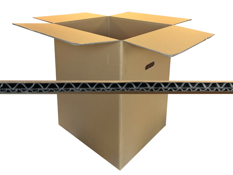 A large cardboard box with an image of the board corrugation overlayed. 