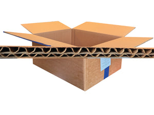 Cardboard box with a cross-section view showing its structure on a white background