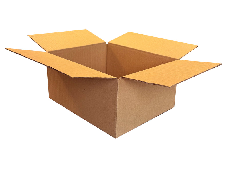 An open, plain box on a white backround