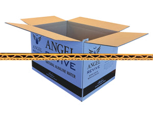 Open cardboard box with 'Angel Revive' branding on a white background