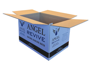 A white printed, double wall box, with Angel Revive branding, on a white background.