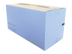A white box with temperature recommendations for frozen/chilled goods, on a white background