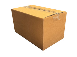 A box measuring 282mm x 163mm x 160mm with the top and bottom flaps sealed shut. 