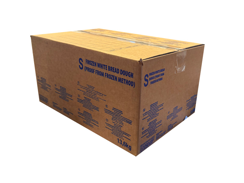 Brown box, closed, with blue printing on each panel of this strong single wall box