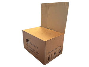 A printed, die cut box measuring 507mm x 350mm x 300mm