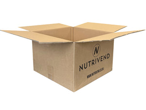 A printed cardboard box surplus to requirements and for resale