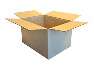 A small, plain packing box, measuring 225mm x 168mm x 131mm