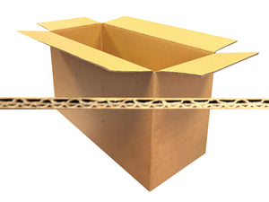 A strong double wall box with an overlayed image of the double wall board profile