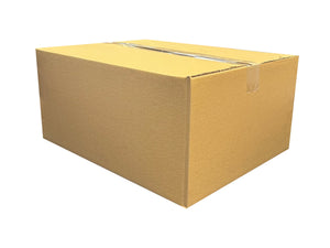 A box measuring 509mm x 390mm x 230mm, sealed with clear tape