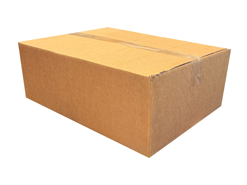 Plain box measuring 450mm x 350mm x 160mm, closed with clear tape