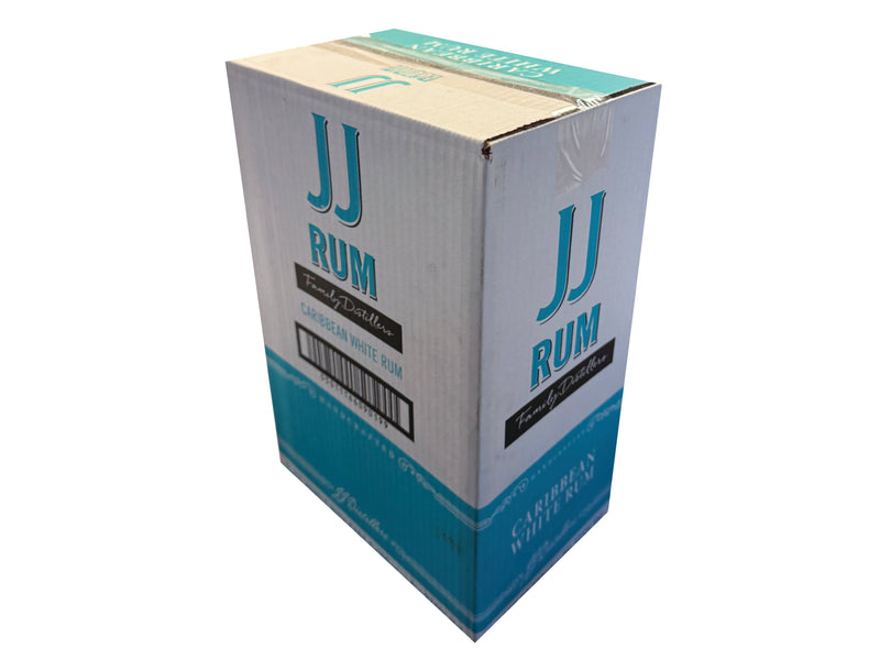 JJ Rum packaging box on a white background