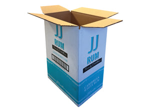 blue and white cardboard box rescued for reuse