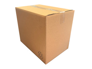 Plain brown carton with clear tape on white background
