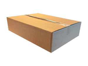 A box measuring 490mm x 375mm x 110mm sealed with clear tape