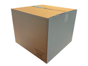 390mm x 380mm x 290mm box, closed with clear tape