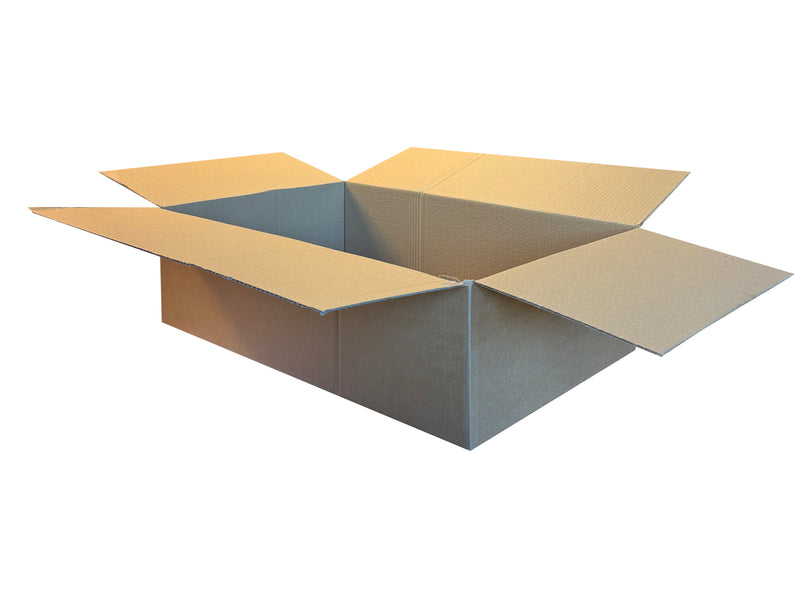 Oblong shaped cardboard box measuring 600mm x 400mm x 170mm