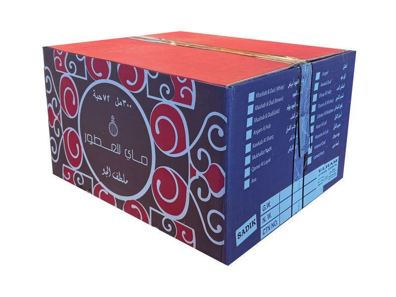 Decorative box with intricate patterns and text on a white background
