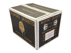Cardboard box for bespoke jacket potatoes with branding and product details.
