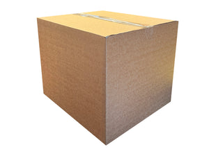 Plain shipping box, closed with clear Sellotape