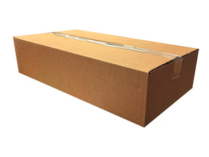 Brown long packing cardboard box on a white background